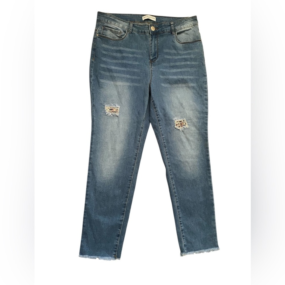 Revelation Denim skinny jeans size 14 distressed blue